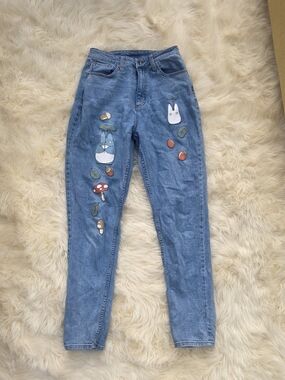 Blue High-Rise Women's Juniors Jeans My Neighbor Totoro Size 1 Appliqués